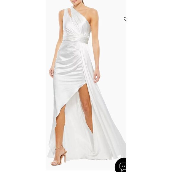 Mac Duggal Dresses & Skirts - Mac Duggal Ieena Satin Gathered A-Line Gown in White NWT Size 10